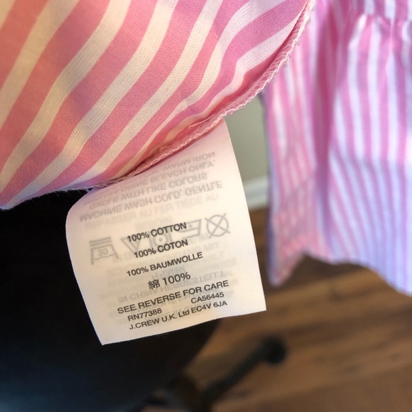 J. Crew Poplin Pink White Striped Bell-sleeve Top - Picture 7 of 8